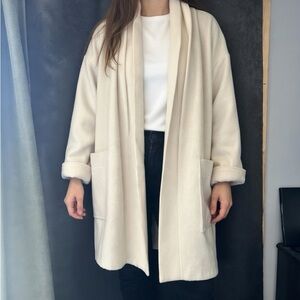 100% Wool Paul et Duffier Coat Cream Color Size Small